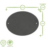 1x Linea Oval Blank Slate House Sign with Wall Fixings 20cm x 15cm Door Numbers - Image 3