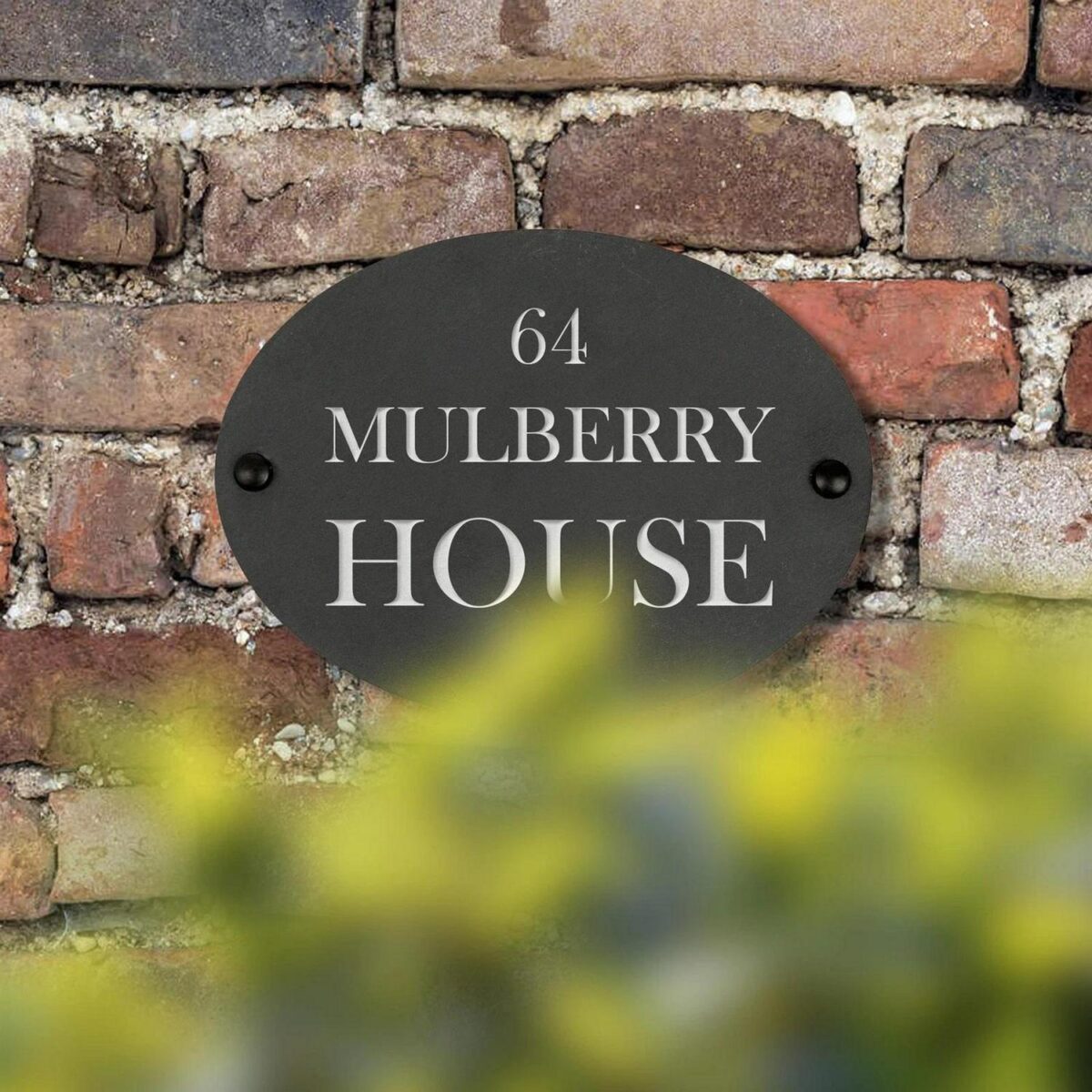 1x Linea Oval Blank Slate House Sign with Wall Fixings 20cm x 15cm Door Numbers - Image 7