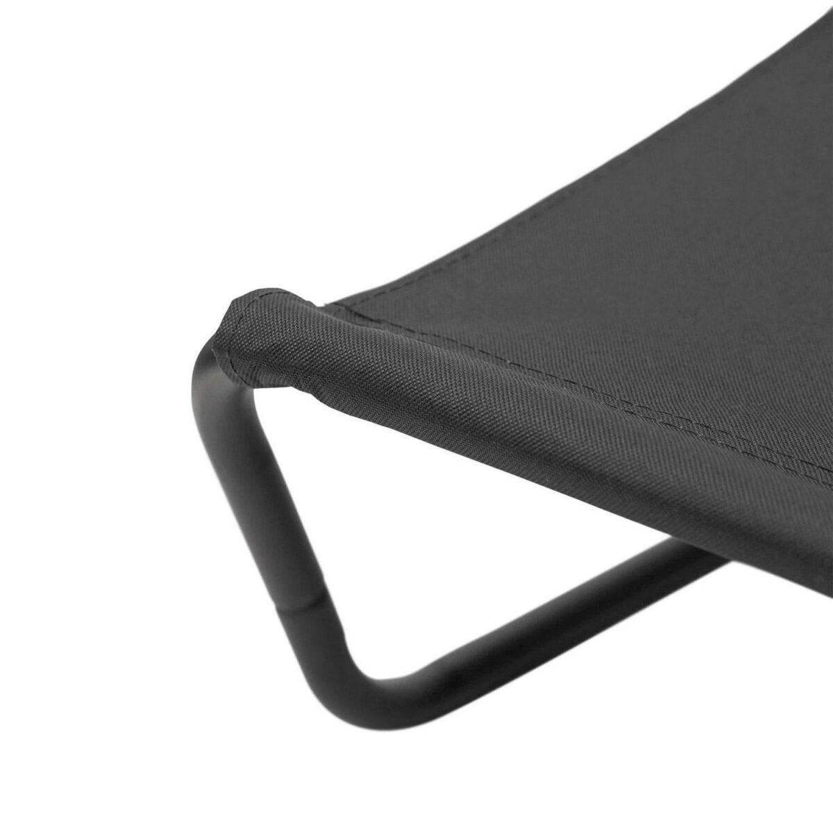 1x Matt Black/Black Folding Beach Lounger Outdoor Garden Camping Sun Chair - Image 4