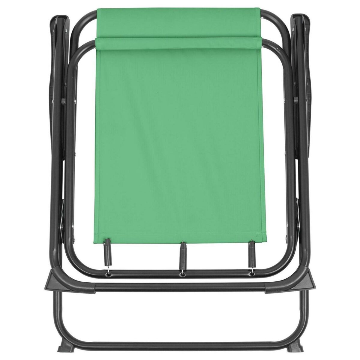 1x Matt Black/Green Folding Metal Beach Chair Portable Outdoor Camping Fishing - Image 5