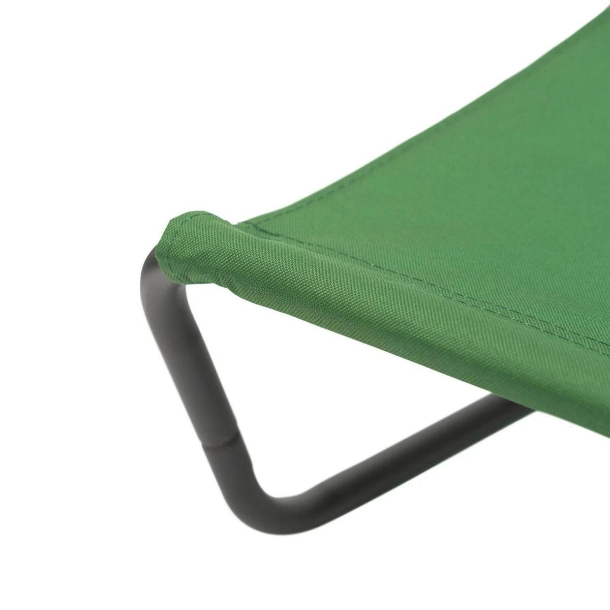 1x Matt Black/Green Folding Beach Lounger Outdoor Garden Camping Sun Chair - Image 4