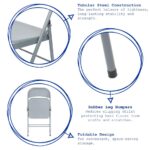 1x Matt Grey Metal Folding Chair Space-Saving Foldable Office Dining Chairs - Image 2