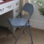 1x Matt Grey Metal Folding Chair Space-Saving Foldable Office Dining Chairs - Image 7