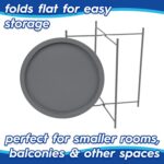 1x Matt White Round Steel Tray Table Living Room Sofa Side End Coffee Tables - Image 3