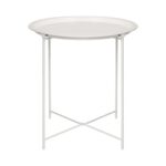 1x Matt White Round Steel Tray Table Living Room Sofa Side End Coffee Tables
