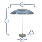 1x Metal Beach Parasol with Base 1.8M x 2M Red Stripe/White UPF50+ Sun Umbrella - Image 4