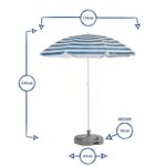 1x Metal Beach Parasol with Base 1.8M x 2M Yellow Stripe/White UPF50+ Umbrella - Image 4