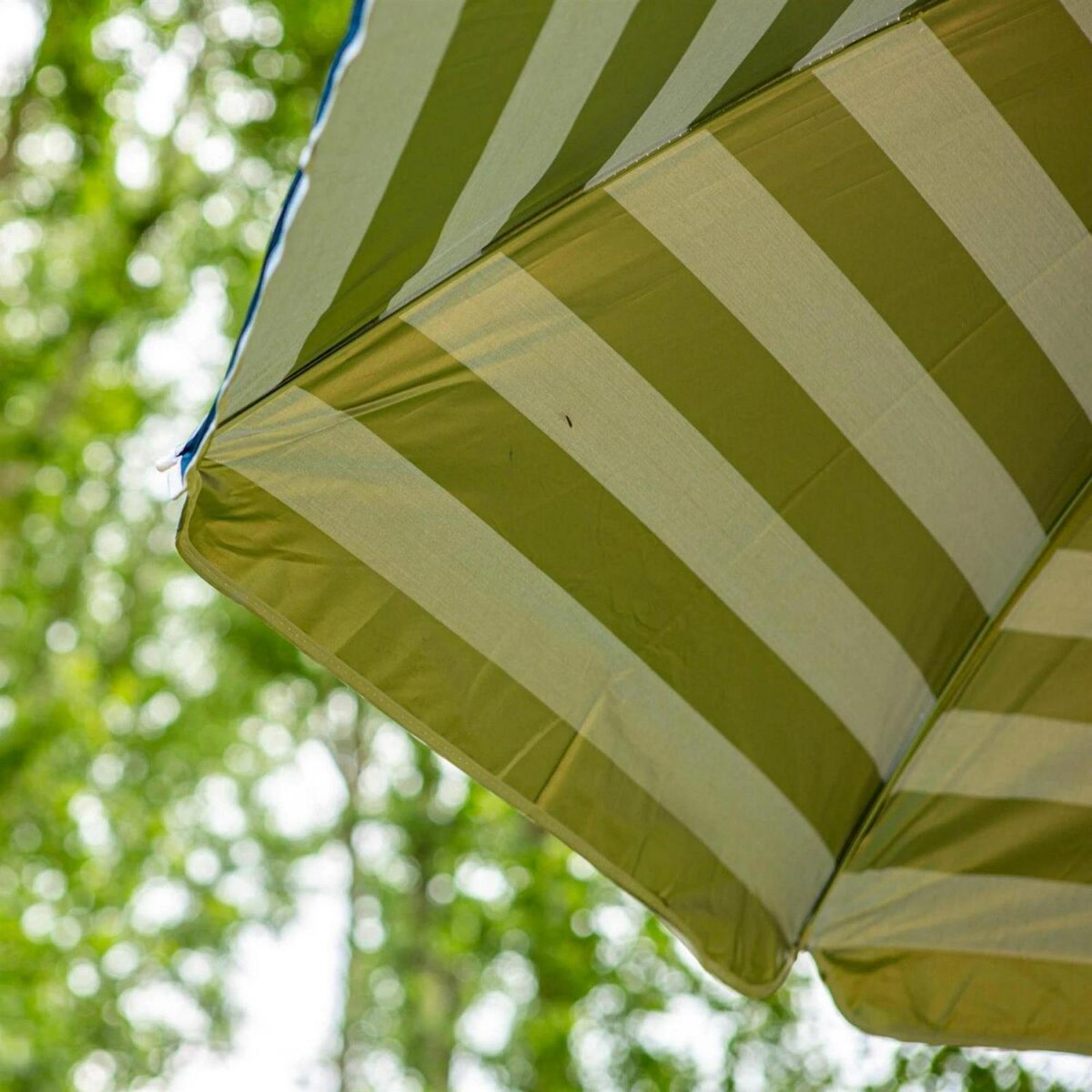 1x Metal Beach Parasol with Base 1.8M x 2M Yellow Stripe/Green UPF50+ Umbrella - Image 6