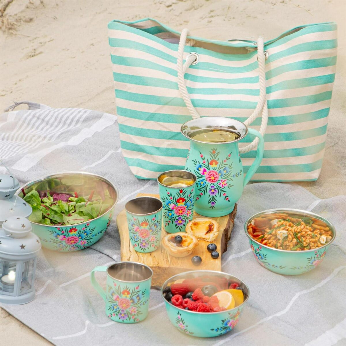 1x Mint Pansy 400ml Stainless Steel Picnic Tumbler Reusable Party BBQ Set - Image 6