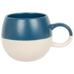 1x Navy 340ml Dipped Stoneware Sphere Mug Ceramic Glaze Coffee Tea Cups Set