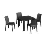 1x Noble Square Rattan Effect Garden Dining Table 90cm x 90cm Anthracite - Image 4