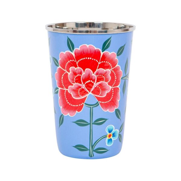 1x Ocean Peony 400ml Stainless Steel Hand-Painted Picnic Cup