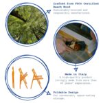 1x Orange Wooden Folding Chair Foldable Space Saving Slatted Office Dining Seat - Image 2