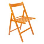 1x Orange Wooden Folding Chair Foldable Space Saving Slatted Office Dining Seat