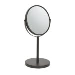 1x Pedestal Mirror 18.5cm x 34.5cm Black Bathroom Table Makeup Vanity Shaving