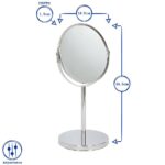 1x Pedestal Mirror 18.5cm x 34.5cm Black Bathroom Table Makeup Vanity Shaving - Image 3