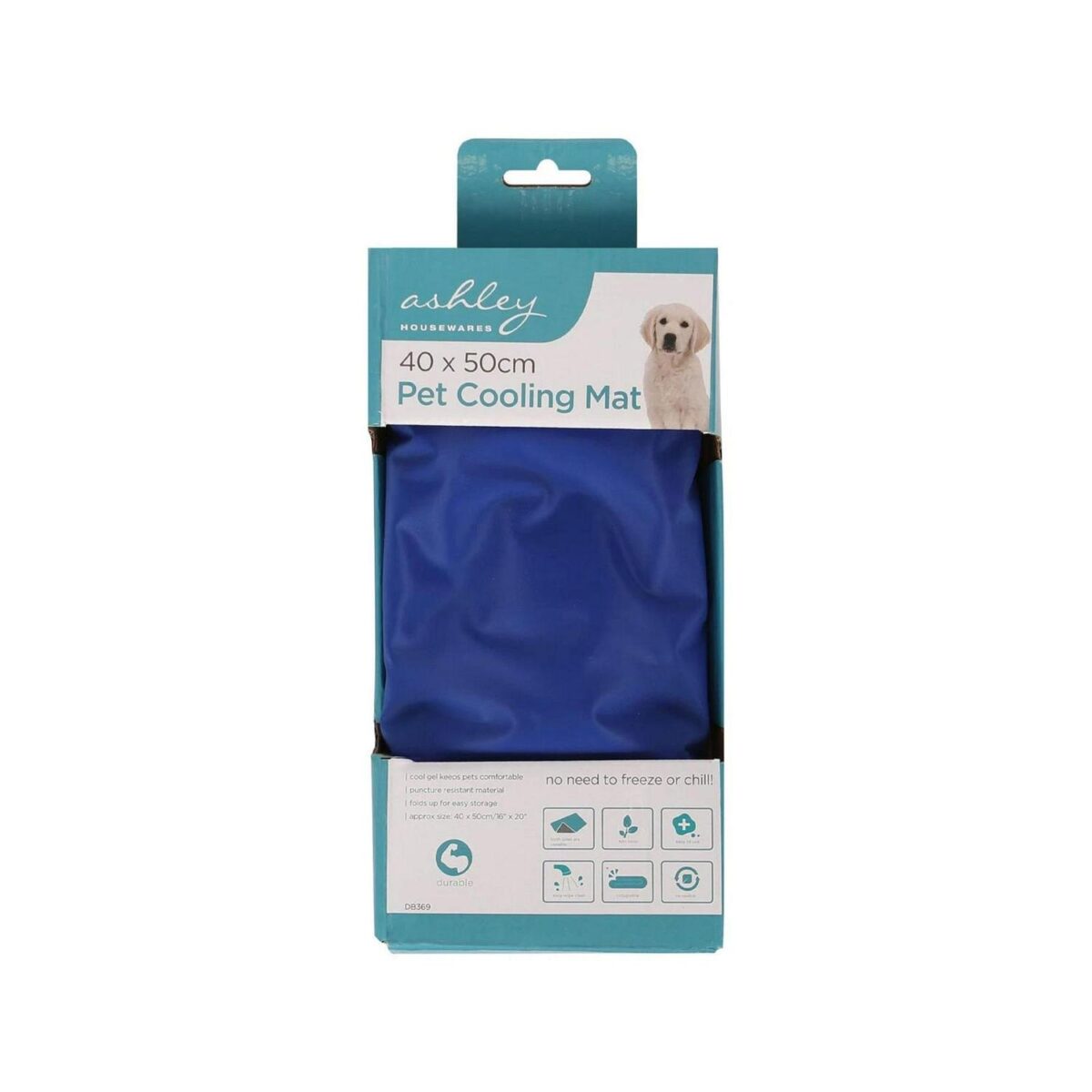 1x Pet Cooling Mat 40cm x 50cm Blue Self-Cool Gel Dog Cat Bed Heat Relief - Image 2