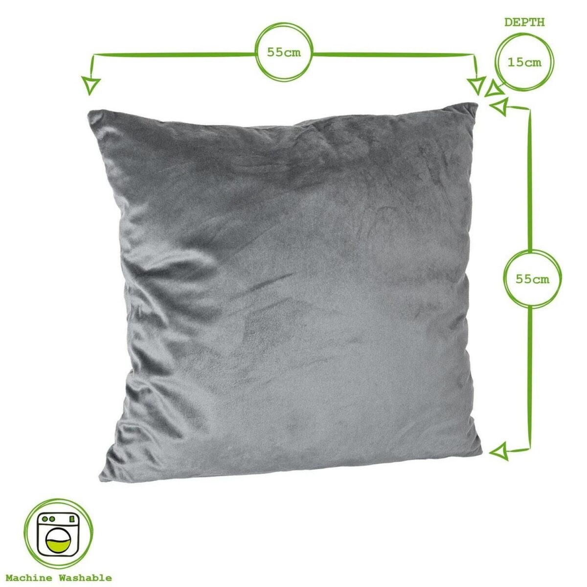 1x Pink 55cm x 55cm Square Velvet Cushion Large Scatter Cushions with Cover - Image 3