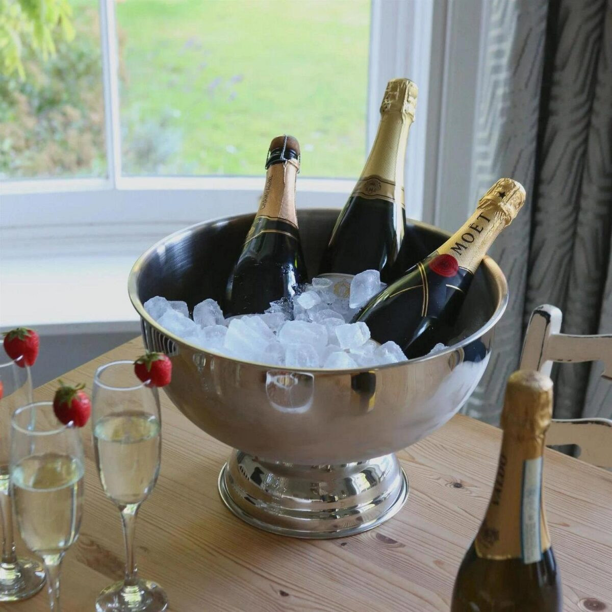 1x Plain Stainless Steel Champagne Ice Bucket 35cm Bar Wine Bottle Cooler - Image 6