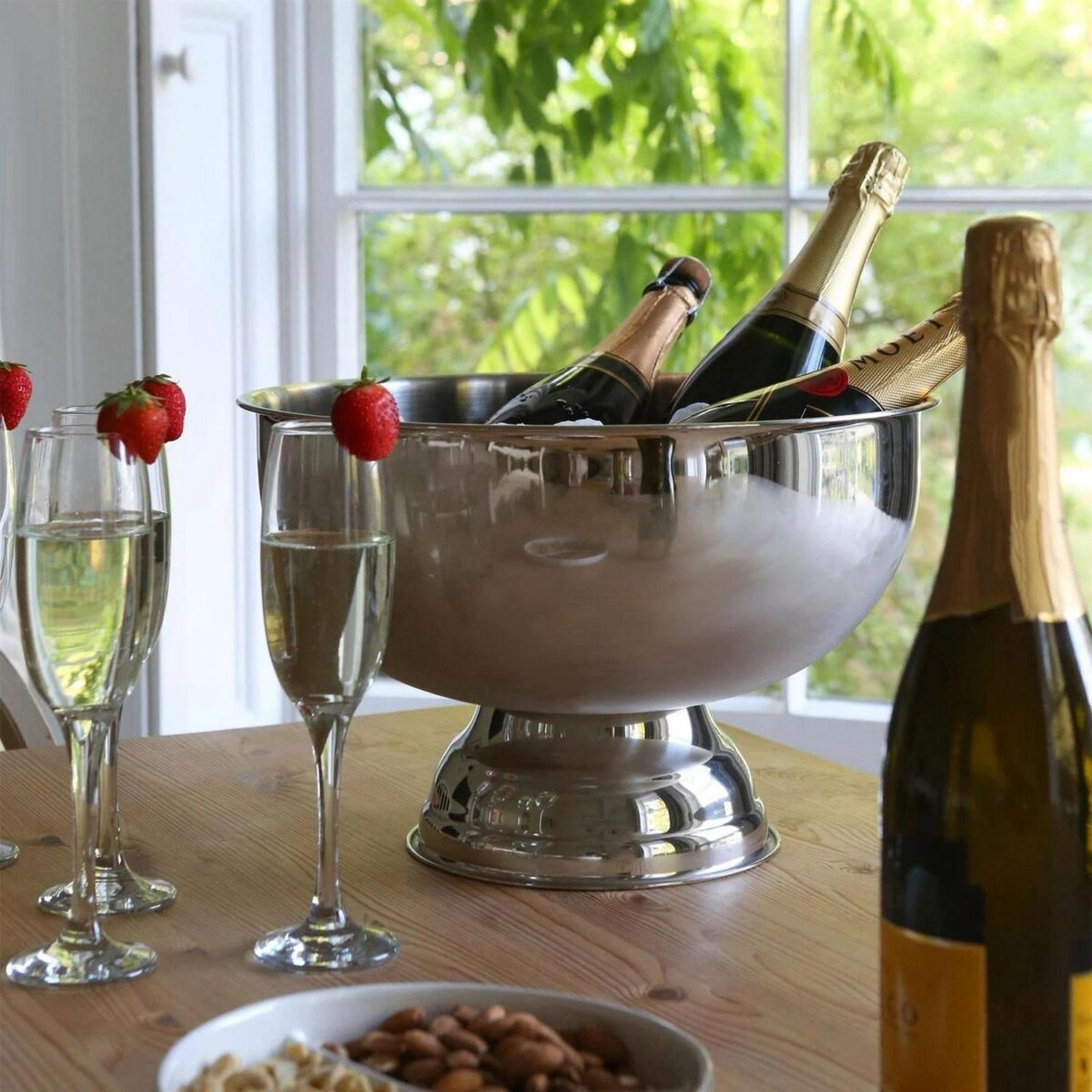 1x Plain Stainless Steel Champagne Ice Bucket 35cm Bar Wine Bottle Cooler - Image 5