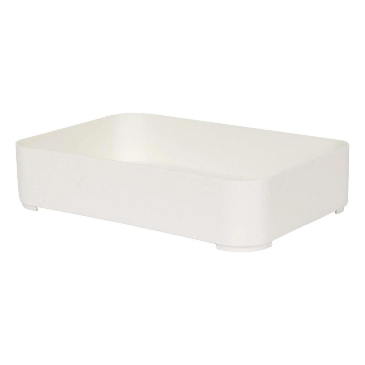 1x Plastic Stackable Storage Bin 23cm x 15cm x 5cm White Kitchen Office School - Image 1