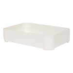 1x Plastic Stackable Storage Bin 23cm x 15cm x 5cm White Kitchen Office School