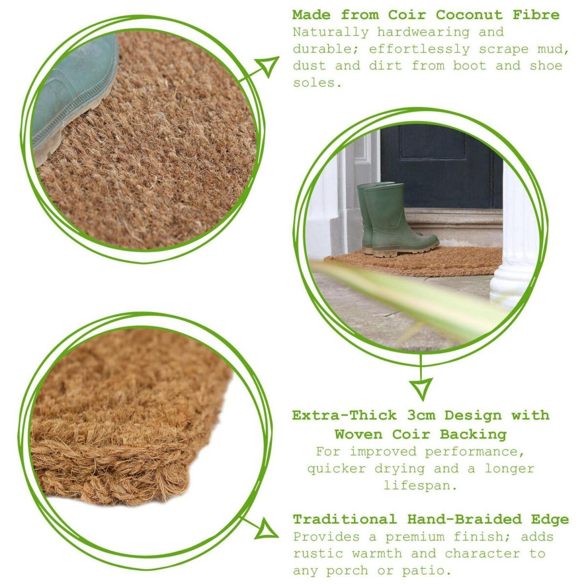 1x Premium Handmade Coir Door Mat 120cm x 60cm Large Heavy-Duty Kitchen Barrier - Image 2