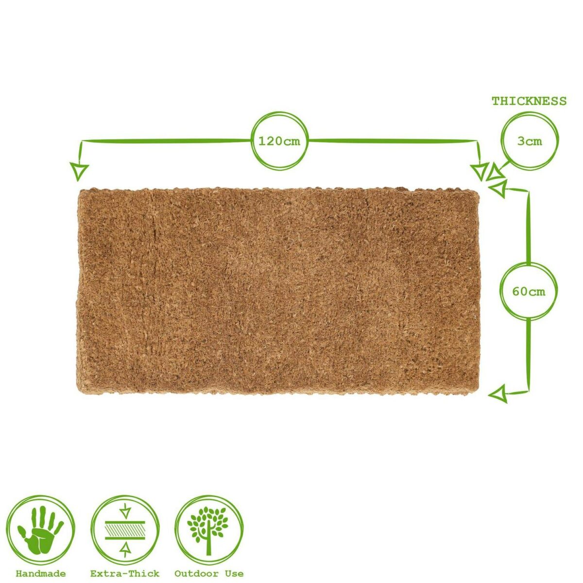 1x Premium Handmade Coir Door Mat 120cm x 60cm Large Heavy-Duty Kitchen Barrier - Image 3