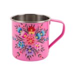 1x Raspberry Pansy 450ml Stainless Steel Picnic Camping Mug Tea Coffee Cups