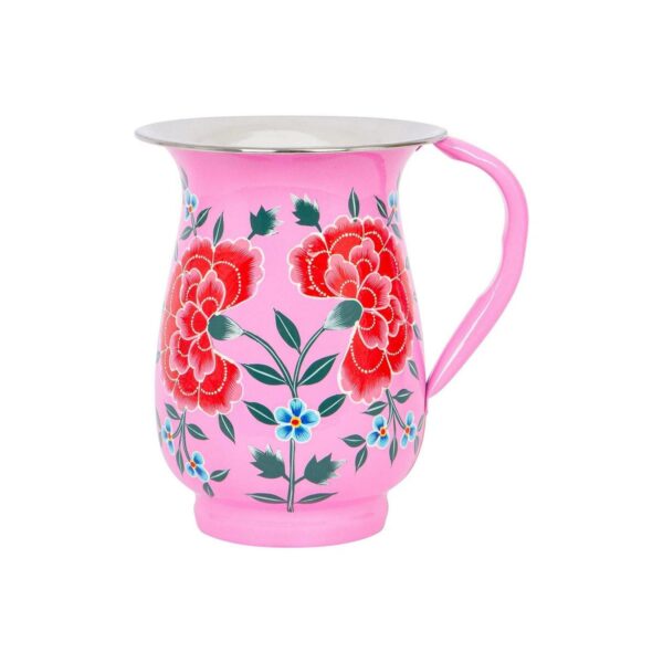 1x Raspberry Peony 1.7L Stainless Steel Hand-Painted Picnic Water Jug