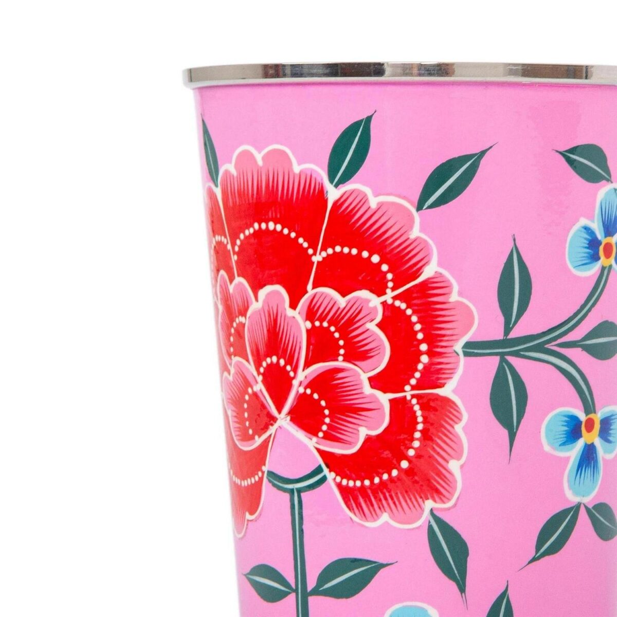 1x Raspberry Peony 300ml Stainless Steel Hand-Painted Picnic Cup - Image 4
