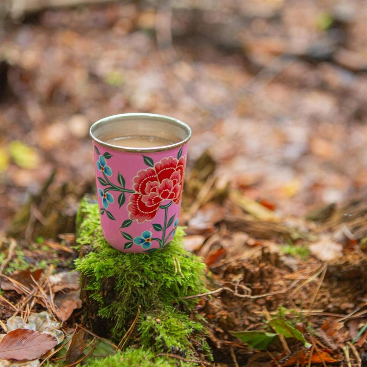 1x Raspberry Peony 300ml Stainless Steel Hand-Painted Picnic Cup - Image 6