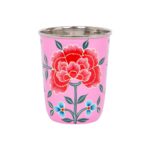 1x Raspberry Peony 300ml Stainless Steel Hand-Painted Picnic Cup