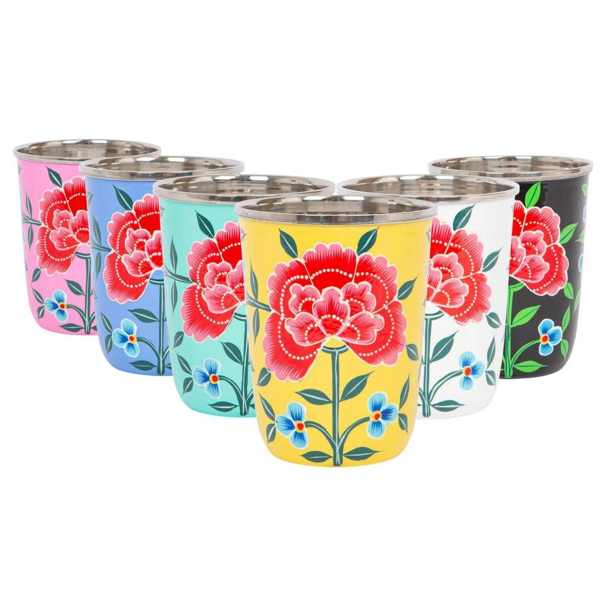 1x Raspberry Peony 300ml Stainless Steel Hand-Painted Picnic Cup - Image 5