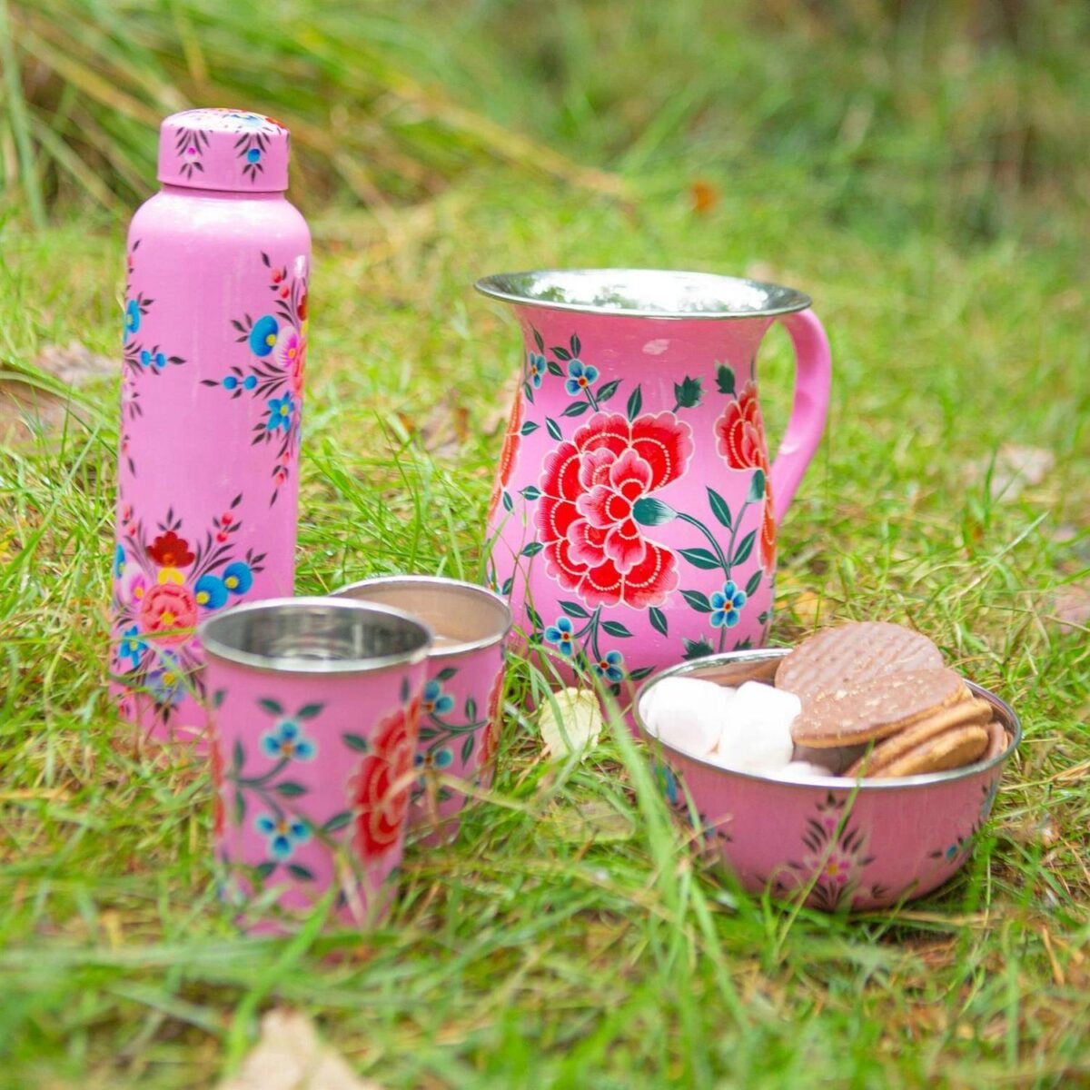 1x Raspberry Peony 300ml Stainless Steel Hand-Painted Picnic Cup - Image 7