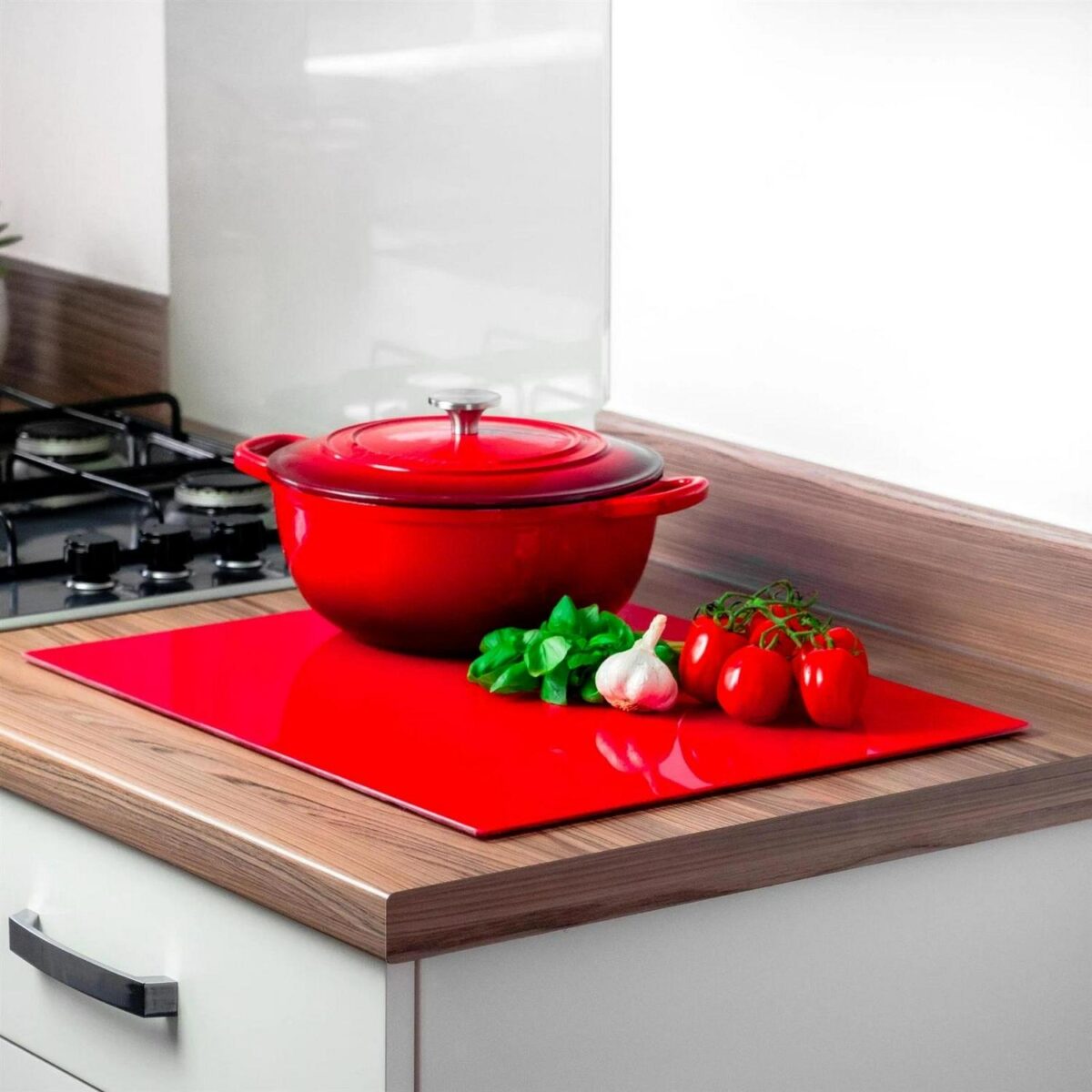 1x Red 50cm x 40cm Glass Chopping Board Kitchen Cutting Worktop Saver - Image 4