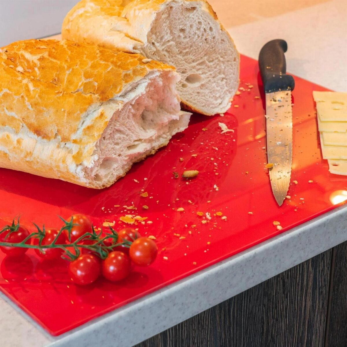 1x Red 50cm x 40cm Glass Chopping Board Kitchen Cutting Worktop Saver - Image 6
