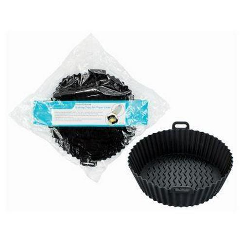 1x Round Silicone Baking Tray Air Fryer Liner Black Non-Stick Baking Paper