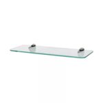 1x Rounded Floating Glass Bathroom Shelf 40cm Clear/Chrome Shower Storage Rack
