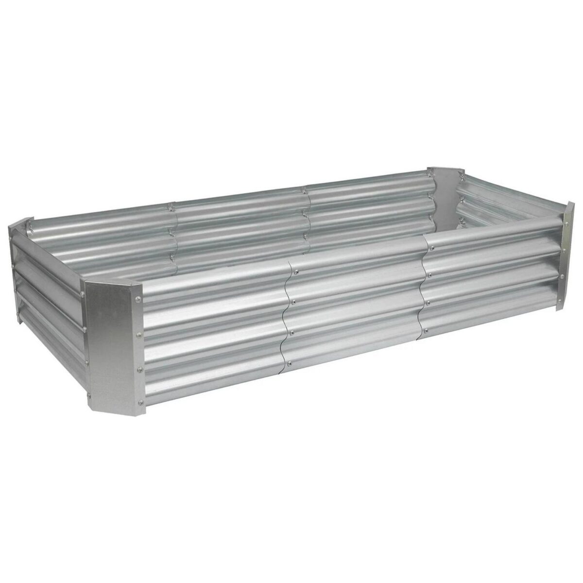 1x Silver 180cm x 90cm Rectangle Galvanised Steel Raised Garden Bed Planter Box - Image 1