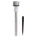1x Silver 31.5cm Stainless Steel Solar Pathway Light Outdoor Garden LED Lamp - Image 2