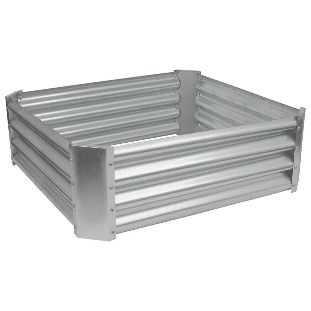 1x Silver 90cm x 90cm Square Galvanised Steel Raised Garden Bed Planter Box - Image 1