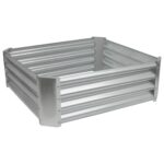 1x Silver 90cm x 90cm Square Galvanised Steel Raised Garden Bed Planter Box