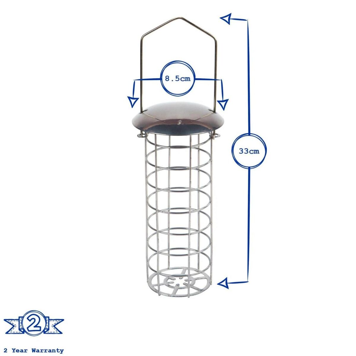1x Silver Deluxe Metal Fatball Bird Feeder Hanging Garden Wild Feeding Station - Image 2