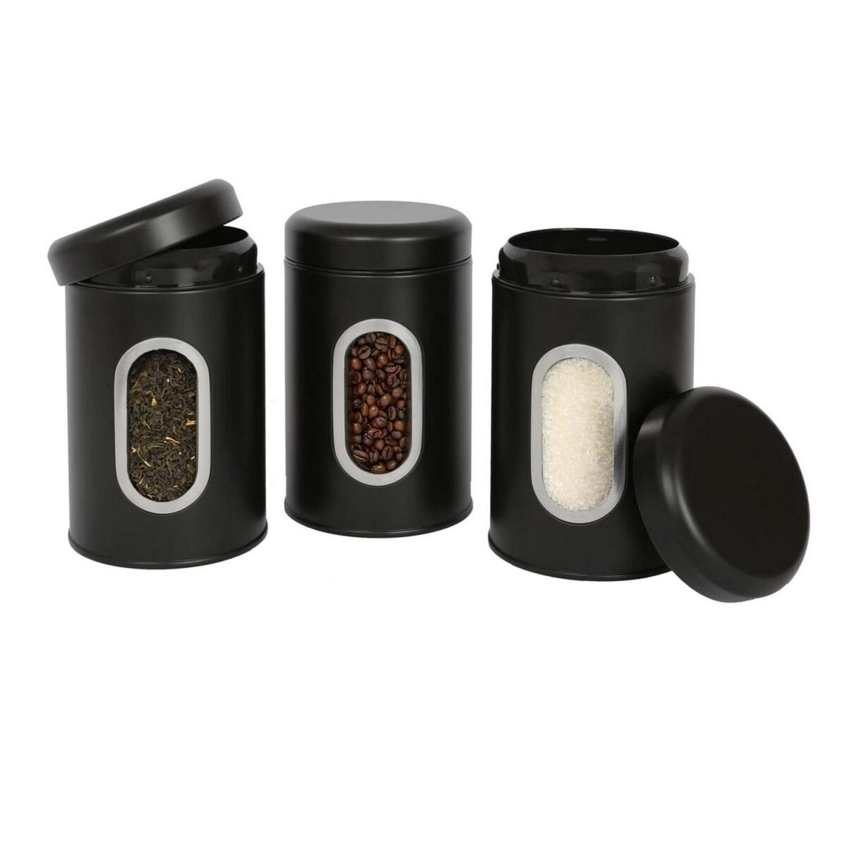 1x Stainless Steel Food Storage Container with Window Black Kitchen Coffee Jar - Image 5
