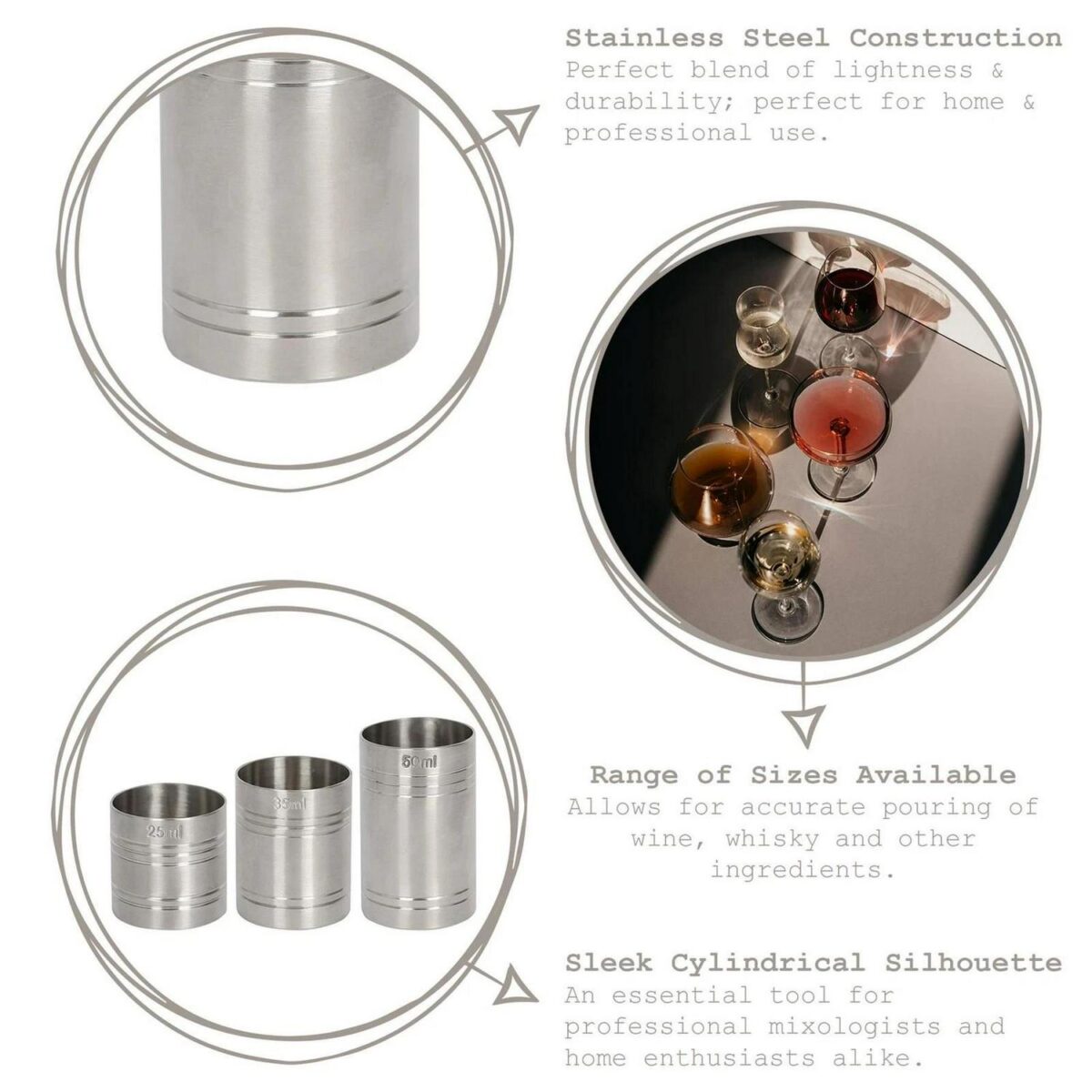 1x Stainless Steel Thimble Measure 50ml Bar Spirit Cocktail Wine Drink Cup - Image 2
