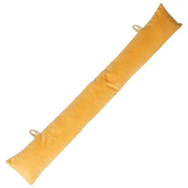 1x Velvet Draught Excluder Fabric Door Draft Stopper Cushion 80cm x 12cm Yellow