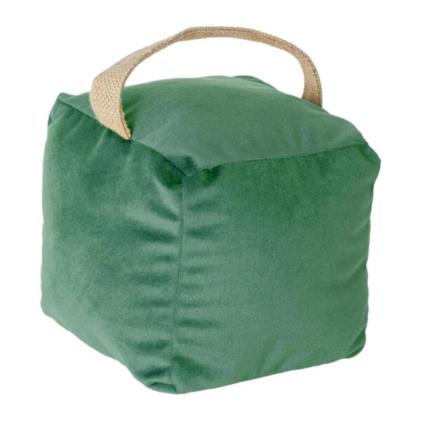 1x Weighted Door Stop Velvet Cube Doorstop Heavy Fabric Door Stopper Green
