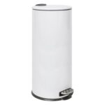 1x White 30L Round Stainless Steel Kitchen Pedal Bin Rubbish Waste Dustbin