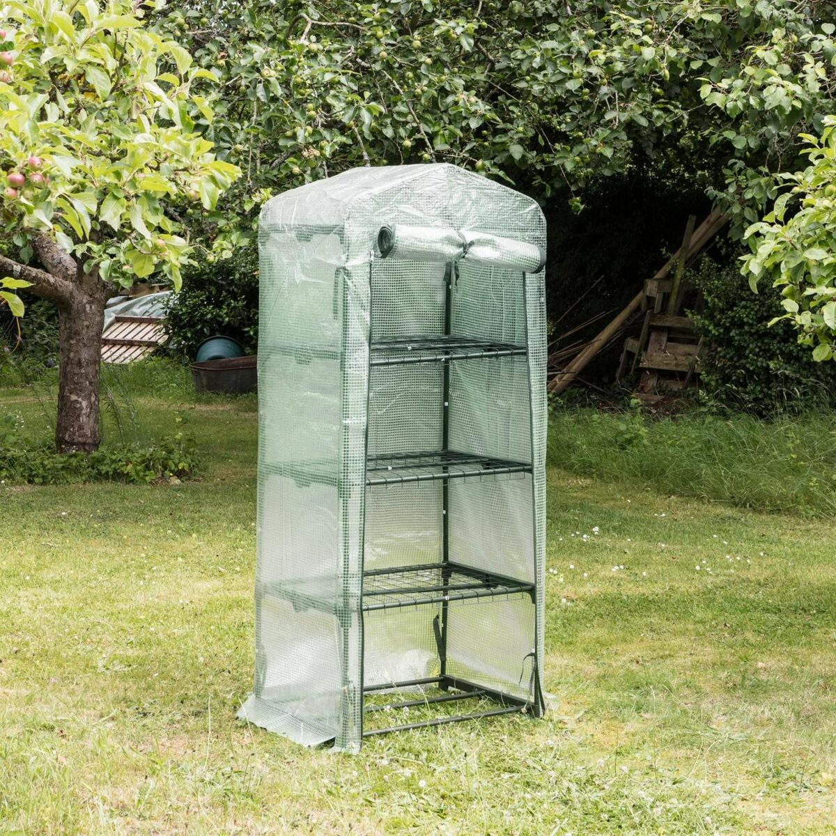 1x White 3ft x 6ft 4 Tier Mini Plastic Greenhouse Plant Grow House with Cover - Image 6